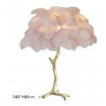 Ostrich Feather Decorative Table Lamp Brass Stand Height 80cm AC110V for sale