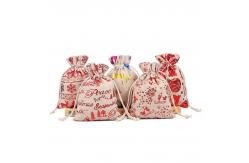 China Christmas Burlap Jute Drawstring Bag Backpack Candy Pouch Bags OEM supplier