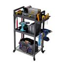 Wall Mount 3 Tier Drill Rack Shelf Rolling Cart Tool Holder for Workshop Organization for sale
