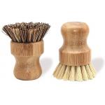 Portable 3.2inch Natural Bamboo Dish Scrub Brush Set 2pcs Great Flexibility for sale