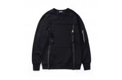 China Black Blank Cotton Oversized Crewneck Sweatshirt With Front Pocket No Hood supplier