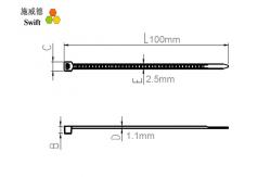 China Non Releasable T25100 100mm UL94V2 Nylon Cable Ties supplier