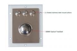 China Industrial Stainless Steel Optical Trackball Module With 3 Sealed Waterproof Mouse Buttons supplier