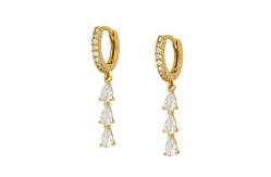 China Brazilian Water Drop Cubic Zircon Long Dangle Earrings In 18K Gold Plated Hoops supplier