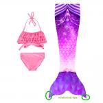 Polyester And Spandex Mermaid Tails For Swimming , Grils Swimmable Bathing Suit 3Pcs for sale