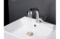 China Simple Pull Out Rotary Hot Cold Bathroom Basin Faucet supplier