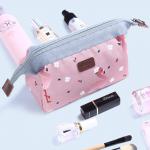 Travel Portable Multi-Function Pink Printed Korean Toiletry Wash Zip Bag for sale