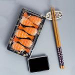 Clear Plastic Blister Thermoforming Rectangular Sushi Box Container Custom Food Grade for sale