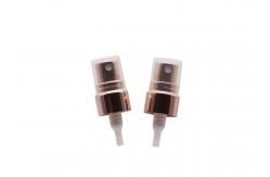 China 12mm Aluminum Rose Gold Mist Sprayer Pump Screw Neck With Clear Half Cap supplier