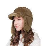 Men 56cm Winter Leather Trapper Hat Warm With Fur