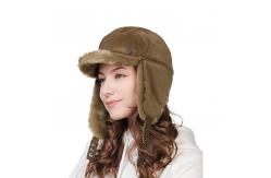 China Men 56cm Winter Leather Trapper Hat Warm With Fur supplier