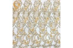 China 20% Nylon 3D Applique Heavy Beaded Lace Fabric With Floral Pattern supplier
