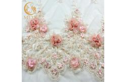 China Pure Handmade Flower Blush Pink Lace Fabric MDX 135cm Width Embroidered supplier
