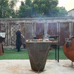Modern Square corten steel BBQ Grill With Automatic Rotating Chicken Rack for sale