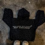 Heavyweight Black Rhinestone Hoodie Streetwear Vintage Distressed Hoodie Windproof for sale