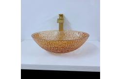 China Custom Glass Shallow Round Vessel Sink Large Modern Round Crystal supplier