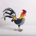 Colorful Metal Rooster Animal Garden Ornaments Realistic Decorations for sale