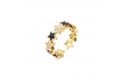 China Open 14k Gold Star Ring Adjustable CZ Cubic Zircon Custom supplier