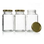 Spice Herbs FDA 200ml Square Glass Jars With Lid for sale