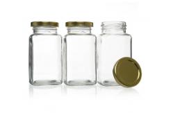 China Spice Herbs FDA 200ml Square Glass Jars With Lid supplier