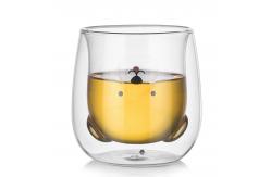 China 7oz Strong Double Wall Glass Coffee Mugs , Eco Friendly Cute Drinking Cups supplier
