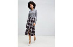 China 2019 fashionable new arrival tartan with zip detail midi skirt supplier