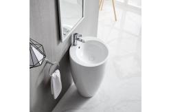China Ceramic Bathroom Sanitary Ware Pedestal Basin Cylindrical Freestanding Sink supplier