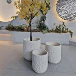 Round Fiber Cement Pot D380*H410 D290*H350 7-8 Years Life Time Texture Surface for sale