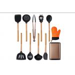 11pcs Rose Gold Silicone Cooking Utensils Set with Copper Utensil Holder for sale