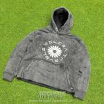 Acid Wash Pullover Drop Shoulder Puff Print Men Cropped Distressed Hoodie 500gsm for sale