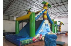 China White Shark Inflatable Obstacle Courses Silk Printing 14 X 4m With Palm Trees supplier