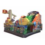 Classic inflatable construction site dry slide digital printing inflatable building site slide with fence for sale