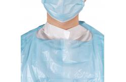 China Medical Disposable CPE Isolation CPE Gown With Apron Style Neck And Thumb Cuffs supplier