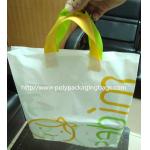 White Plastic Gift Bags With Custom Logo / Loop Handle Polythene Bags For Promotion for sale