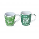 Wholesale ceramic Festive red decal Christmas mug coffee mugs for sale