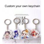 Transparent Acrylic Keychain Durable Simple Letter Word Printed With Metal Ring