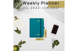China Executive Weekly Planner 2023-2023 Pacific Green With Hourly Schedule And Monthly Tabs supplier