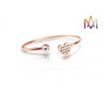 OEM ODM Geometry Heart Open Cuff Bracelets With Stone
