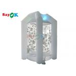 White 210d Nylon Cloth Inflatable Money Machine Cube Cash Grab Catching Booth for sale