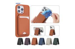 China Premium Leather Magnetic Wallet Phone Stand Adjustable Magsafe Card Holder supplier