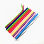 Custom Foldable Reusable Silicone Drinking Straws Eco Friendly With Cleaning Brush for sale