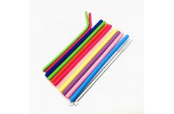 China Custom Foldable Reusable Silicone Drinking Straws Eco Friendly With Cleaning Brush supplier
