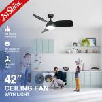 Noiseless Energy Saving DC Motor 3 Colors Change Led Ceiling Fan Light For Bedroom for sale