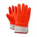 China Anti Slip Chemical Safety Gloves Orange PVC Abrasion Resistance Work Gloves With Canvas Cuff manufacturer