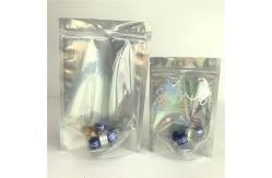 China Customized Logo Zip Lock  Bags Flat Holographic Film Mini Mylar Three Side Seal supplier
