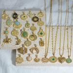 18k Gold Plated Natural Stone Pendant Charms For Necklace Earrings Custom DIY