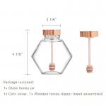 Wholesale Free Sample Hexagonal 220ml 380ml Honey Jar with Dipper and Wooden Lid
