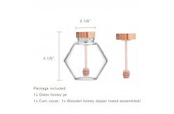 China Wholesale Free Sample Hexagonal 220ml 380ml Honey Jar with Dipper and Wooden Lid supplier