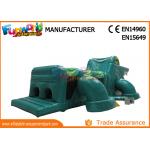Green Shark Inflatable Obstacle Course Tunnel / Assault Course Bounce House
