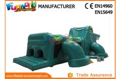 China Green Shark Inflatable Obstacle Course Tunnel / Assault Course Bounce House supplier